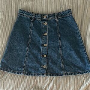 Blue and Gold Mini A-Line Skirt for Casual Wear